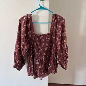 NWT Madewell Lucie smocked square neck cotton peplum top